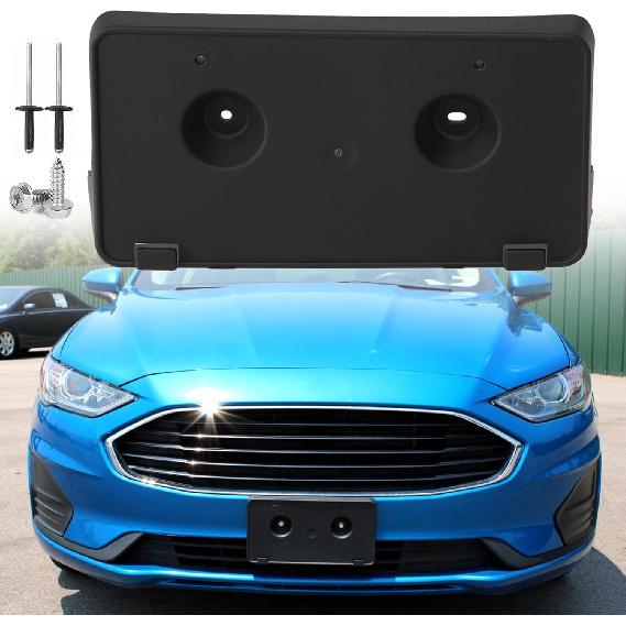 Front License Plate Frame Compatible with 2019 2020 Ford Fusion & 2019 2020 Ford Police Responder Hybrid Base Front Bumper License Plate Holder