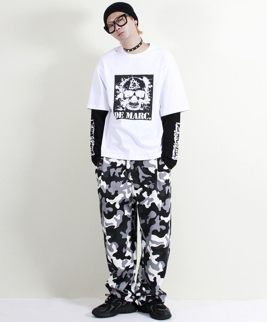 Deumakeu Camo Wide One-Pleat Sweatpants Black