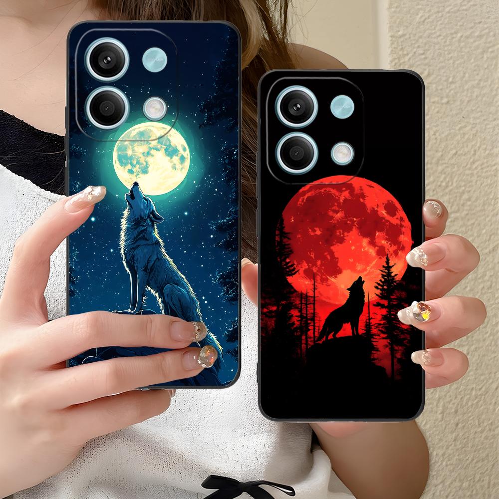 Fashion Wolf Mobile Phone Case for Xiaomi Redmi Note 14 13 12 11 S Pro Plus 4G 5G Colorful Printing Cover Luxury Pretty