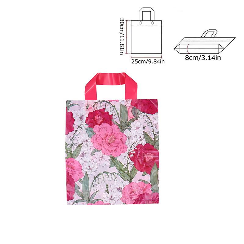 

5 шт. сумки-тоут с принтом камелии ко Дню матери, прозрачные, для ежедневного использования, пластиковые деловые принадлежности, праздничные сумки 250x300x80mm