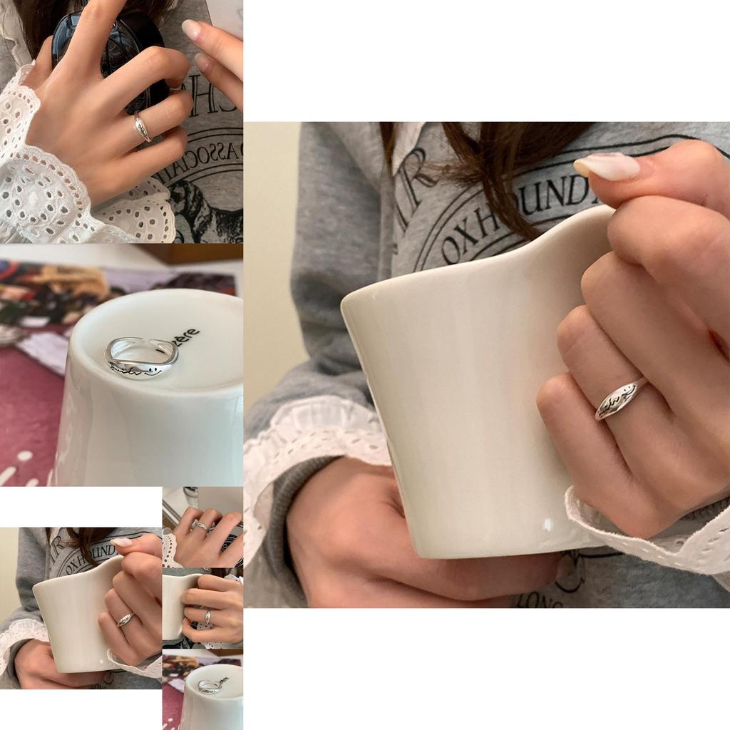 Trendy Korean Style Smiley Face Irregular Adjustable Copper Ring For Women