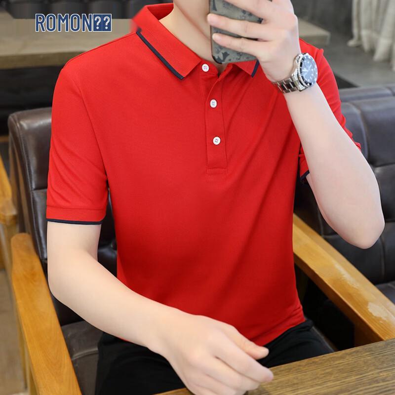 

ROMON Men s Short Sleeve Polo Shirt 3XL