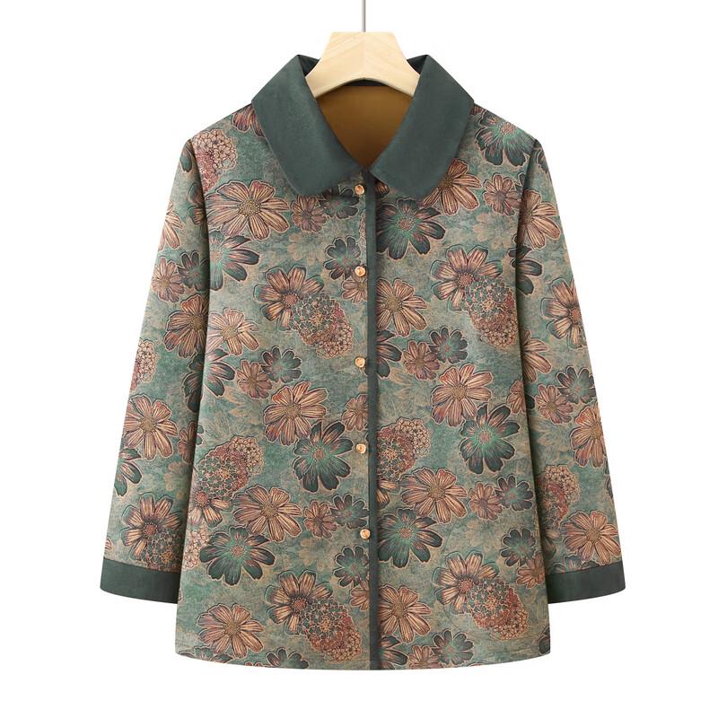 Elderly Women's Floral Print Cardigan Blouse