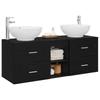 Bathroom Furniture Set 3 Pcs Black 129 X 44.5 X 80 Cm