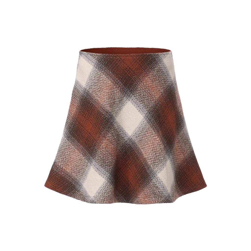 Women's High Waist Plaid Wool Blend Mini Skirt A-Line Casual Fall Winter Vintage Flowy Soft Skirt Outfits Women's Above Knee Length Work Short Skirts