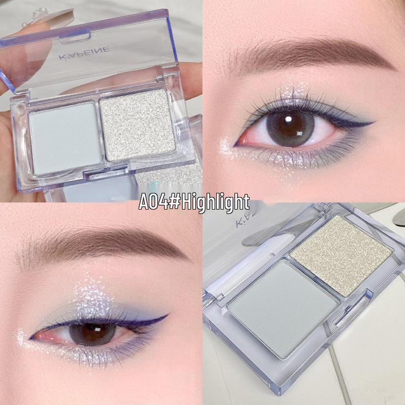 Capel Dual-Tone Eyeshadow: Matte & Shimmer Gray Pink with Fine Glitter, Nude, Low-Saturation, Korean Style, Versatile Crushed Diamond Look.