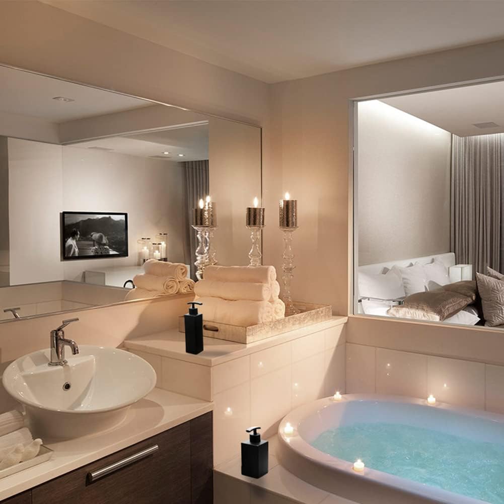 1Pc Matte Black Soap Dispenser, Stainless Steel Bathroom Hand Soap Pump Dispenser Refillable Countertop Lotion Bottle for Kitchen and Bathroom
