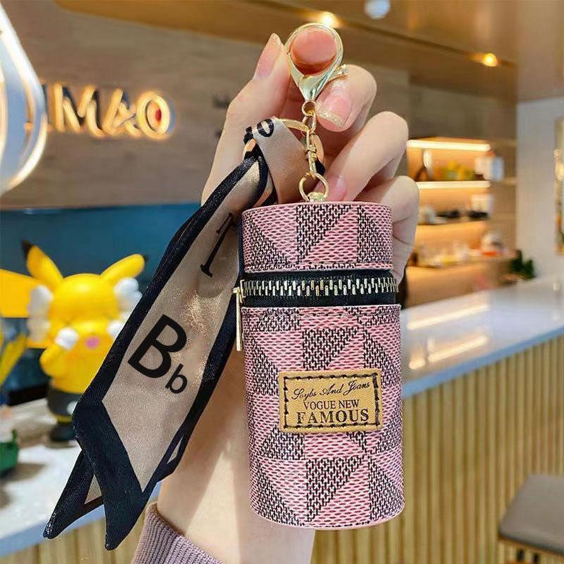 Portamonete Portachiavi Rotondo Mini Popolare: Borsa Porta Balsamo Labbra Busta Rossa