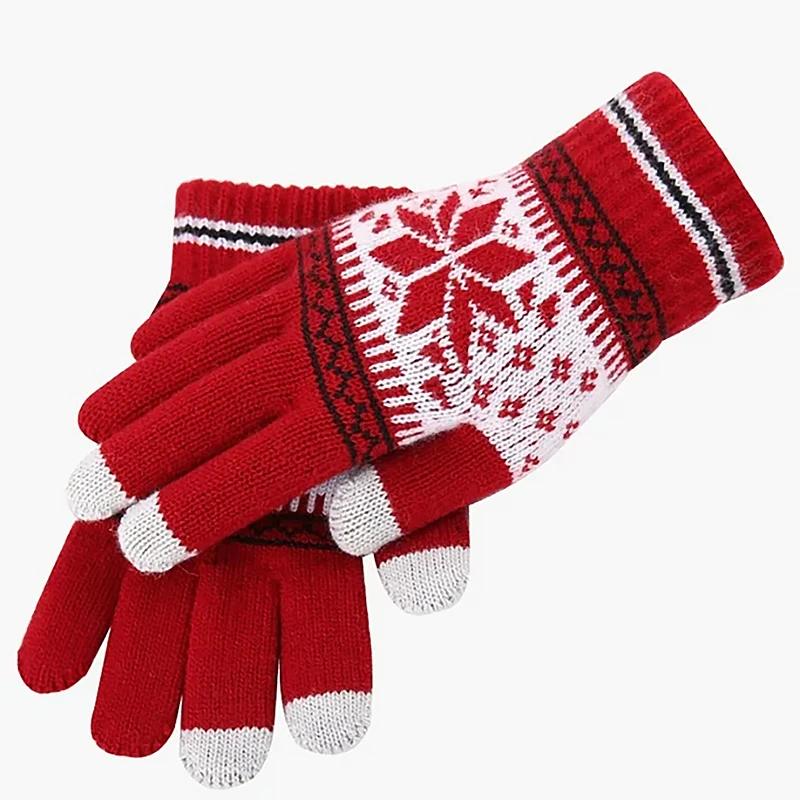 Winter Warm Knitted Gloves, Fashion Handmade Christmas Snowflake Embroidery Touchscreen Gloves for Women Men, Christmas Gifts