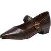 Besto 2026 Spring Pointed Toe Block Heel Mary Jane Flats