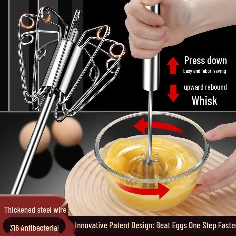 316 Stainless Steel Semi-Automatic Handheld Egg Whisk