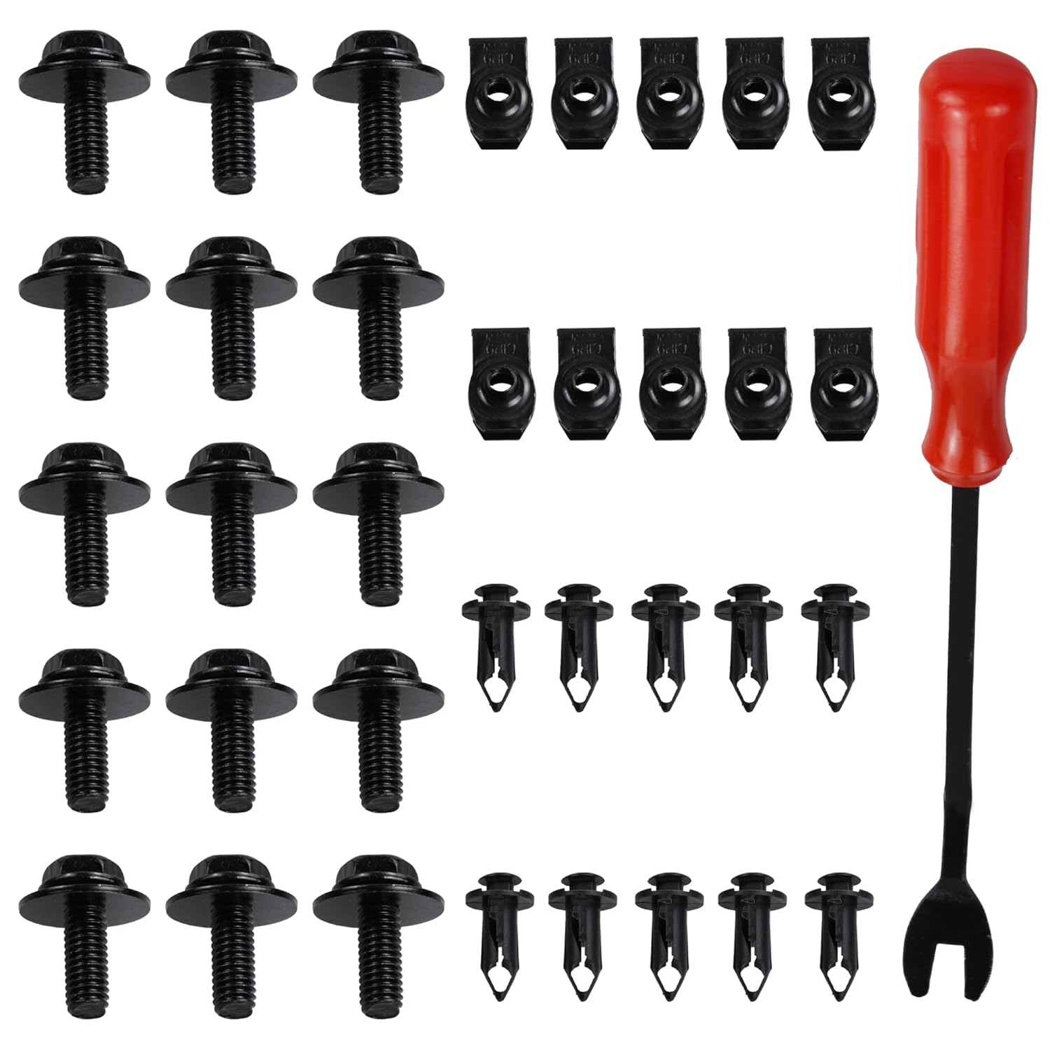 35PCS Universal Engine Under Cover Splash Shield Guard Body Bolts Kit, Bumper Fender Liner Push Retainer Fastener Rivet Clips, Compatible with Most 35