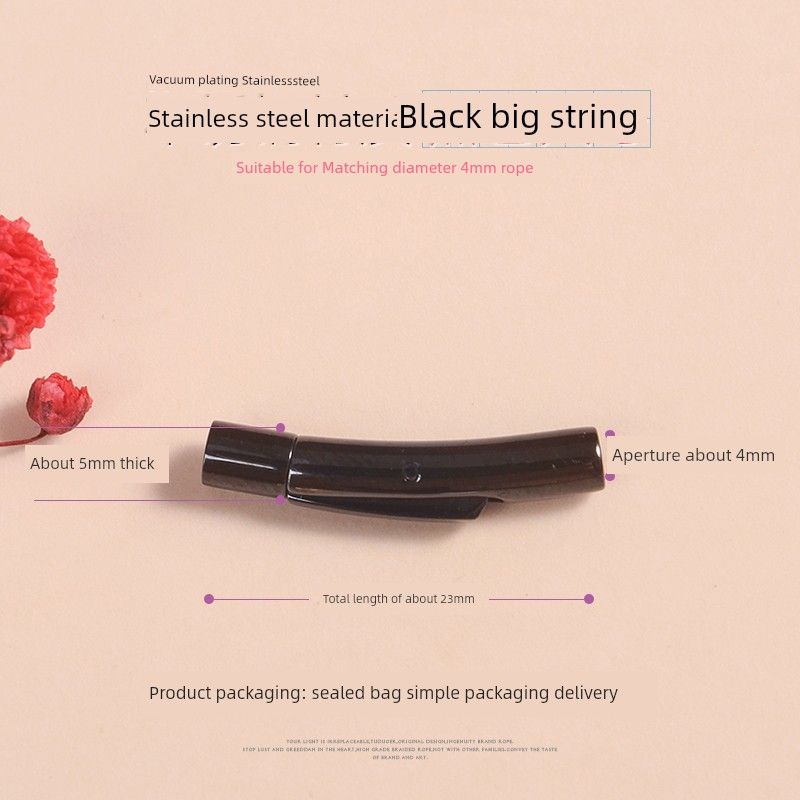 

Steel Hanging String Clip Buckle Snap Button Dragon Scale Hand String Clip Buckle Leather String Clip Necklace Bracelet Clasp Closing Joint Thin Long snap Black large [1] inner hole 4mm