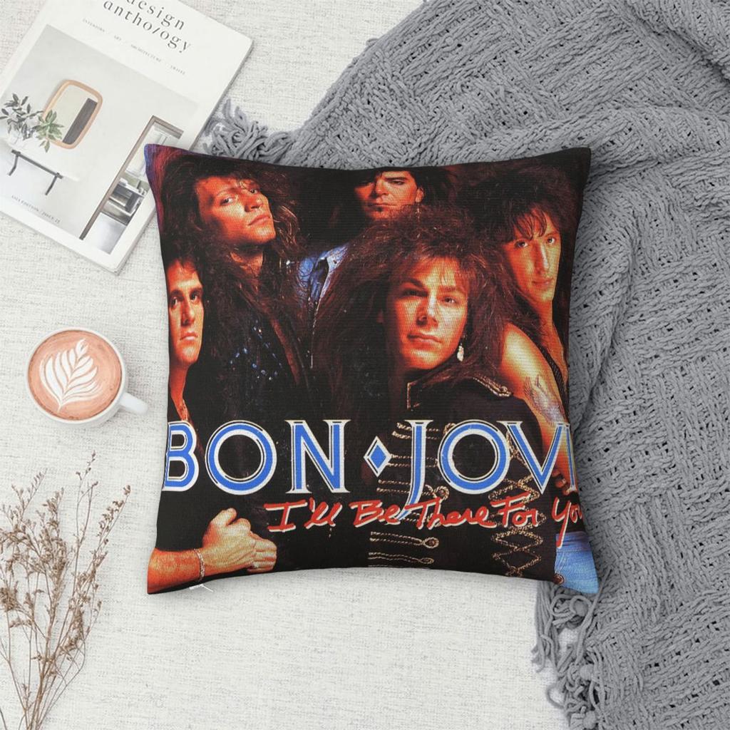 Rockbandet Bon Jovi Forever Fyrkantigt Kuddfodral Kudde Kuddöverdrag Dragkedja Dekorativ Komfort Pläd för Hemmet Bilen