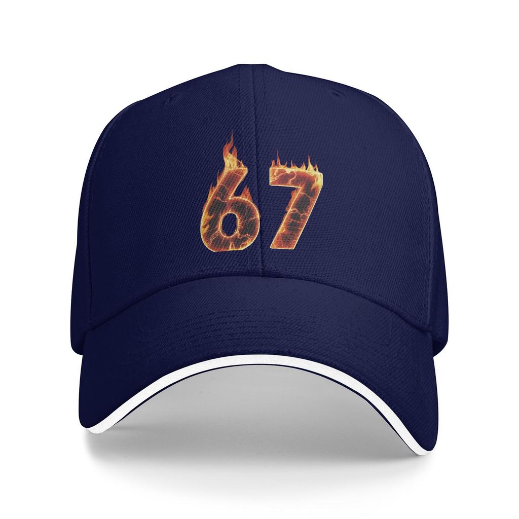 67 Flame Number Six Seven Meme Funny Fire Baseball Cap Female Male Custom Logo Hip Hop Hats Summer Y2k Adjustable Baseball Caps