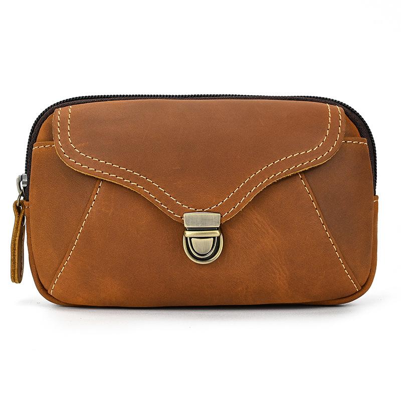 

Fashion Bum Bag Waist Pack Men Women Leather Waist Pack On Belt Pouch Genuine Leather Outdoor Phone Pouch Cigarette Tissue