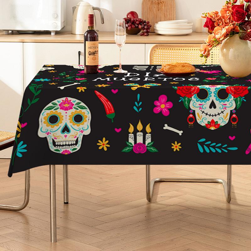 JIT + 1pc polyester tablecloth, Halloween tablecloth, Mexican traditional tablecloth, skull tableclothzyc