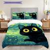 Black Cat Pattern Bedding Quilt Set Quilt Cover Pillowcase Home Decoration Birthday Gift (1 * duvet cover + 2 * pillowcase, without core)