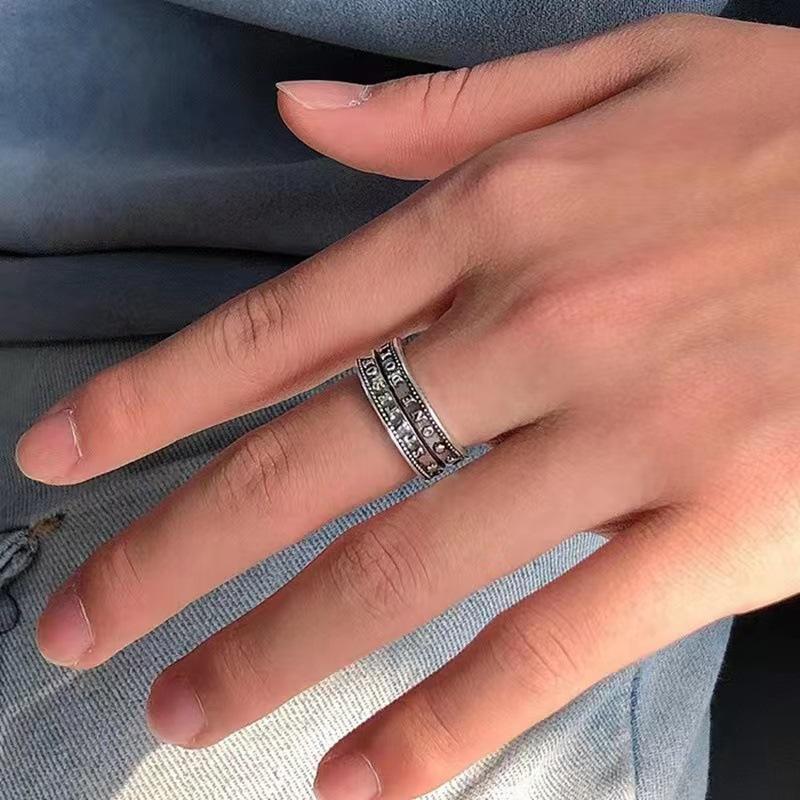 Korean Style Trendy Hip-hop Ring Cold Style English Opening Female Ring Ring Bracelet