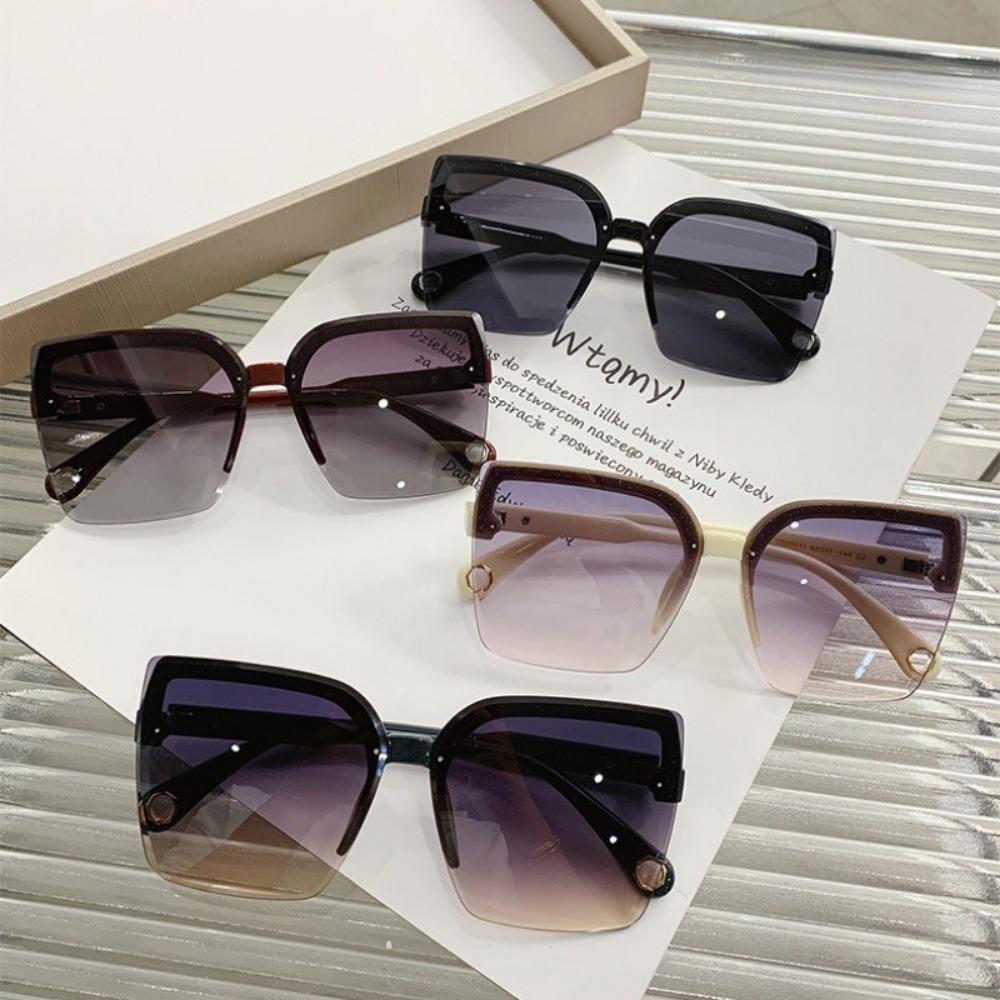 Ins Fashion Sunglasses Women Luxury Brand Designer Square Frameless Sun Glasses Men Ocean Flm Big Frame Sunglass