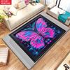 Cyberpunk Neon Pink Blue Butterfly Area Rug, Non-Slip Soft Carpet for Living Room Bedroom, Cyberpunk Aesthetic Decor Floor Mat