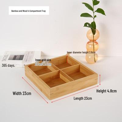 Bamboo Wood Divided Snack Serving Tray