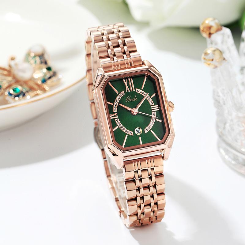 Ladies Retro Steel Strap Small Dial Fashionable Small Square Watch Temperament Waterproof Quartz Watch