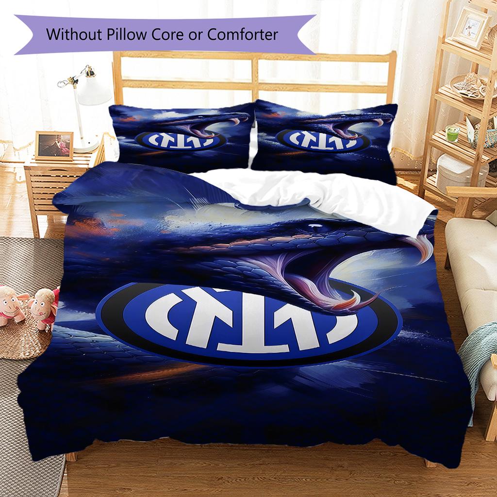Inter Milan logo  Pattern Bedding Quilt Set Quilt Cover Pillowcase Home Decoration Birthday Gift (1 * duvet cover + 2 * pillowcase, without core)
