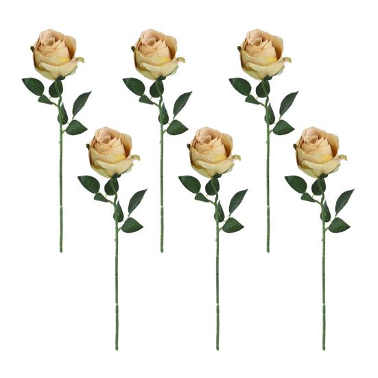 6 Pcs Artificial Rose Flowers Faux Rose Blooms with Long Stems Realistic Long-lasting Fake Roses for Wedding Home Decoration
