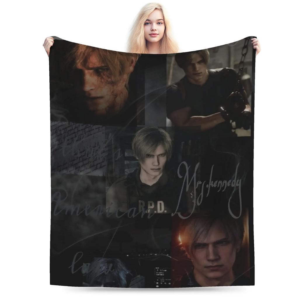 Leon Kennedy Resident Evil Blanket Cozy Soft Throw Blanket for Bed x Inch Multiple Sizes Quilt