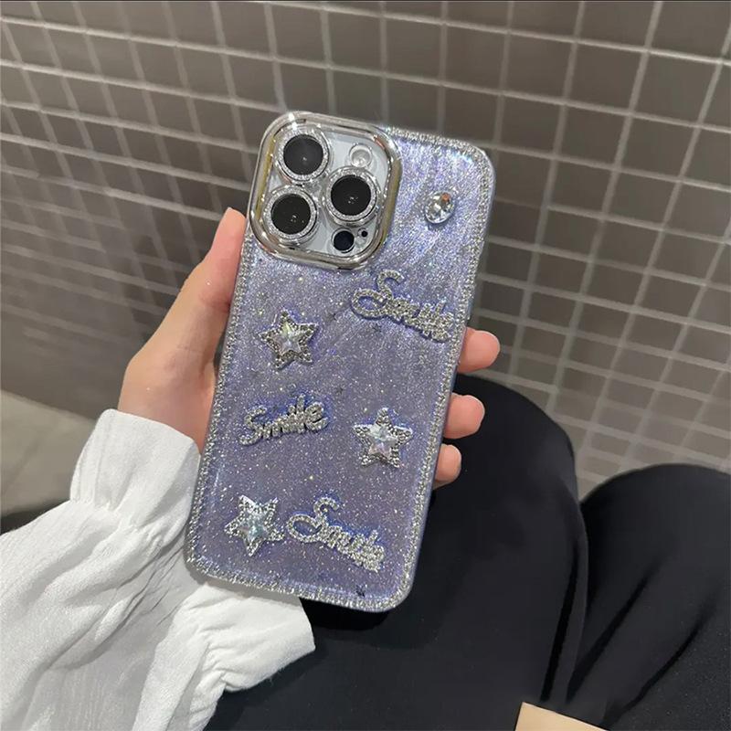 Rhinestone Glue Letter Star Mobile Phone Case for IPhone17promax All-inclusive Anti-fall for Apple 16 Protective Case
