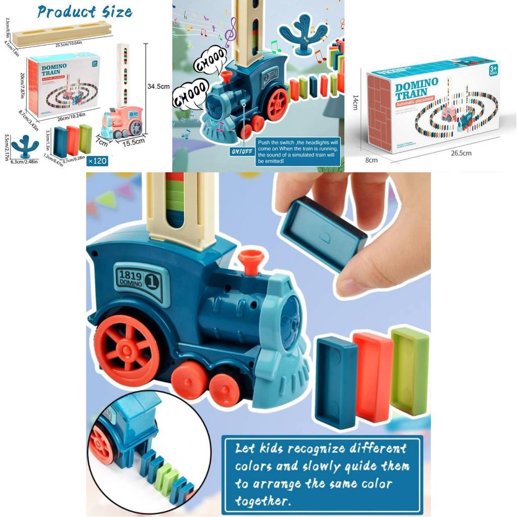 Multicolored Domino Train Set With Sound For Kids Educational Building Toys