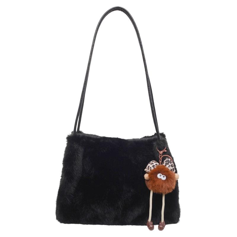 Borsa di peluche Borsa a spalla da pendolare da donna Borsa tote a tinta unita