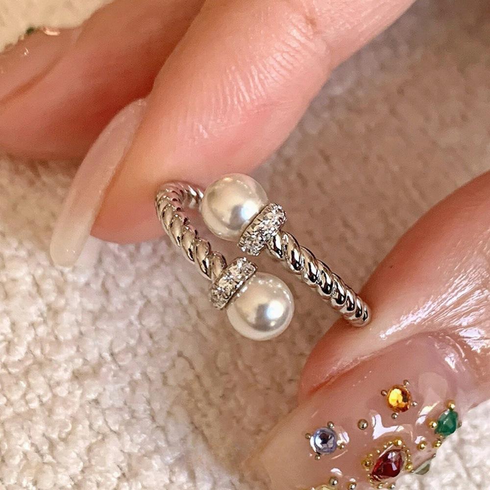 Li Luo Vintage Gold Gebürsteter 925 Sterling Silber Verstellbarer Damenring
