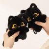 12Cm Black Cat Plush Keychain Squeezable Sound Shoulder Bag Decor Doll Car Pendant Cute Toy Gift For Kids