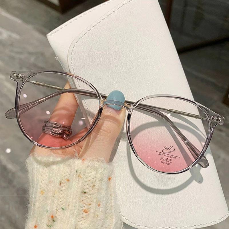 Ultra-Light Myopia Glasses for Women - Cool Tea Blush Color, Pure Desire Atmosphere, Makeup Effect, Trendy Design