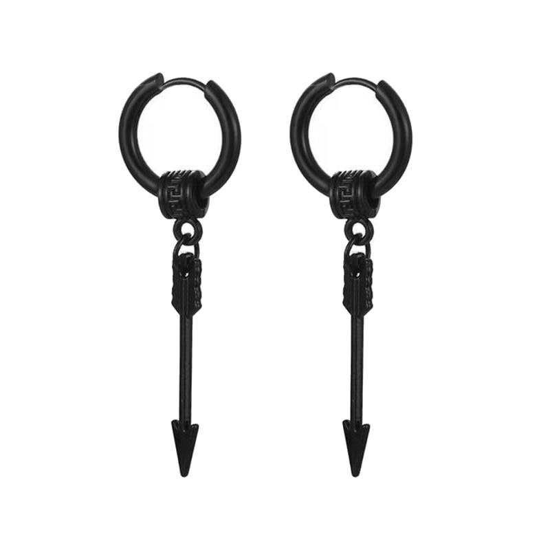 1 Pairs Punk Stainless Steel Stud Earrings Black Earrings Set For Men Women Vintage Hip Hop Piercing Ear Jewelry Accessories3