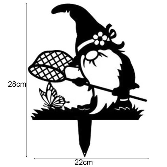 Gnome Shape Garden Stake Landscaping Iron Outdoor Yard Sign for Park
