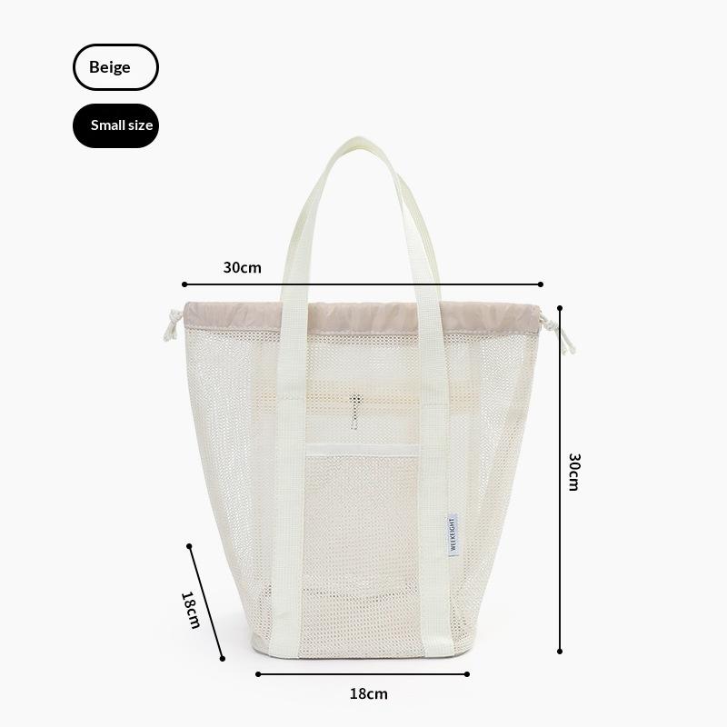 

1Pcs Children S Mesh Wash Tote Bag Large Capacity Summer Beach Bag Drainage Cosmetic Storage Bathing Bag Toiletry Makeup Bag White S