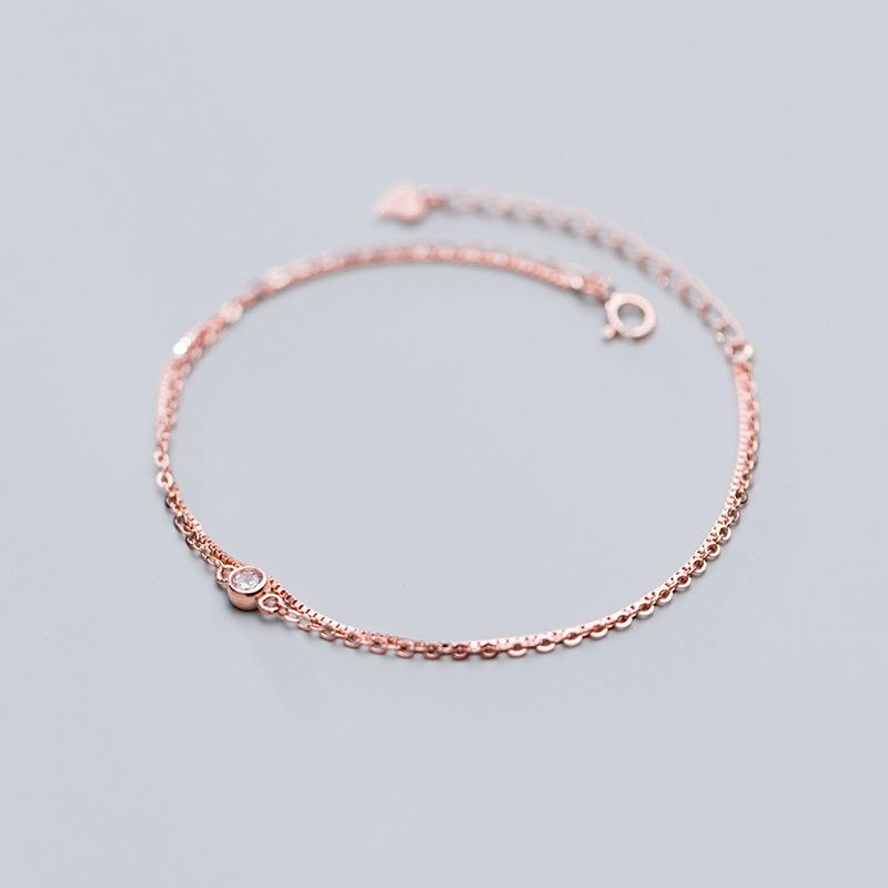 Modian Real 925 Silver Luxury Double Layer Single Diamond Box Chain Bracelet for Women Fashion Bracelet Fine Jewelry