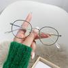 New flat mirror frame popular metal small round frame optical anti-blue light glasses decorative kick-off college style