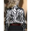 Spring women's new zebra print satin loose casual long-sleeved shirt