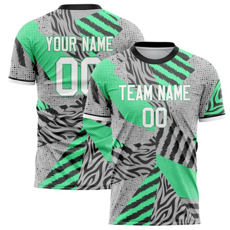 Football T-shirt Personalized DIY Crew Neck Grey Sports T Shirt Loose Quick Team Uniforms