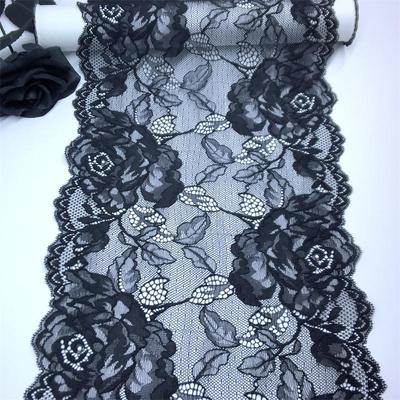( 2 Colors ) Elastic Lace, 23cm Wide Stretchy Elastane Lace Trim for Lingerie, Dress, Garment, Sewing & Crafting