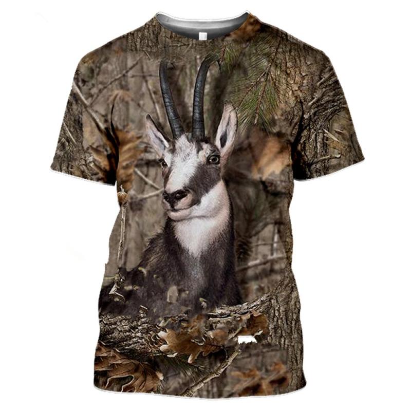 Explosive Camouflage Hunting Animal Rabbit Men Summer Casual Large Size 3D T-shirt Street Fashion Short-sleeved Pullover T Shirt