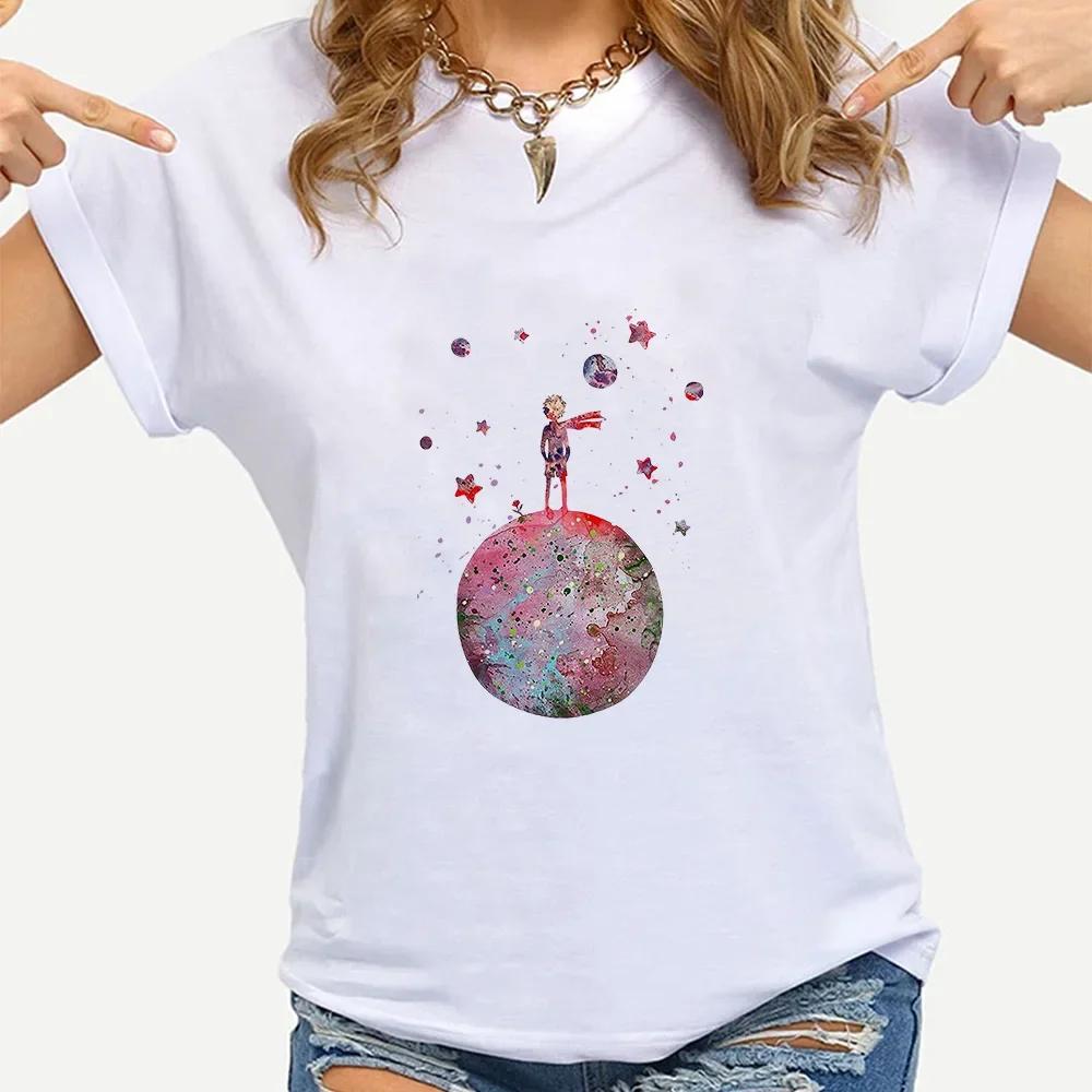 Little Prince Printing White Tshirts Short Sleeve Women Fashion Tees Casual Cartoon FeUnisex Clothes Summer Oneck Tops
