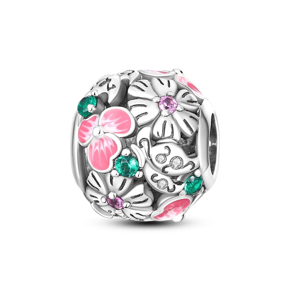 Silver Plated Butterfly Ladybug Cactus Lucky Four Leaf Clover Dangle Charm Beads fit Charm Bracelet Original Jewelry