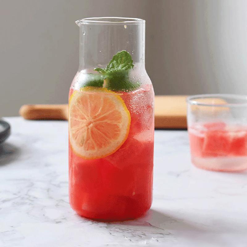 YOMDID Szklanka Zestaw Szklanek do Zimnych Napojów Szklanka do Wody Karafka na Wodę ze Szklanką Sok Mlecznik Trwałe Szkło Borokrzemowe Naczynia do Napojów