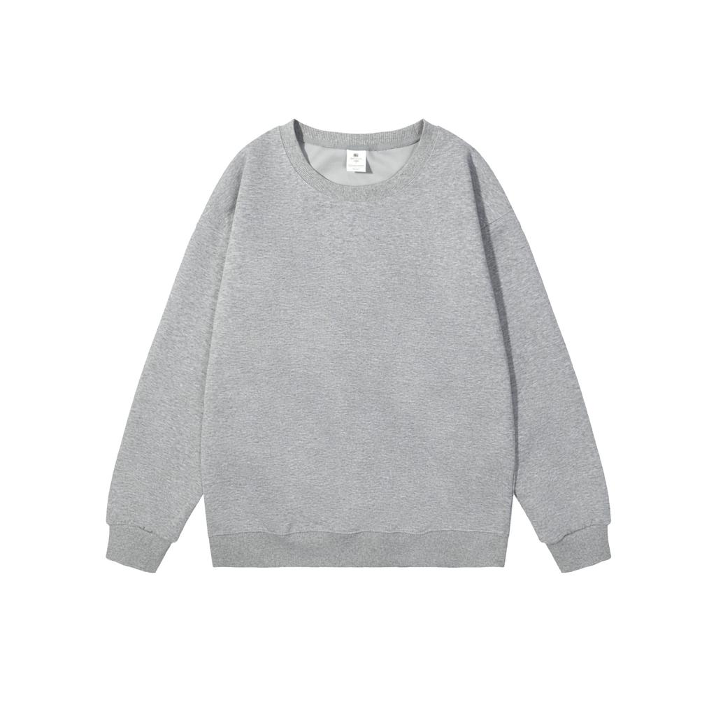 Fashion Loose Solid Color Men's Crew Neck Cotton-Blend Double-Faced Sweatshirt Women's Korean Style Casual Long-Sleeve Couple's Basic Sweatshirt