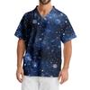 Men's Printing Short Sleeve V-neck Working Blouse Chest Pocket Carer Top